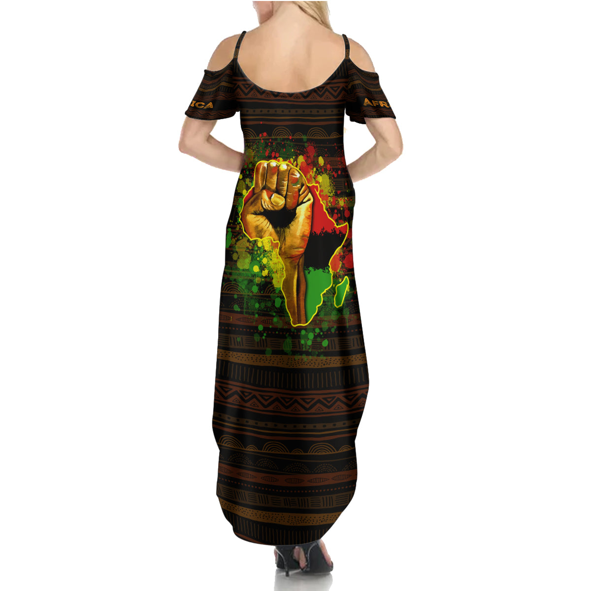 Black Power Family Matching Summer Maxi Dress and Hawaiian Shirt Africa Map - Wonder Print Shop
