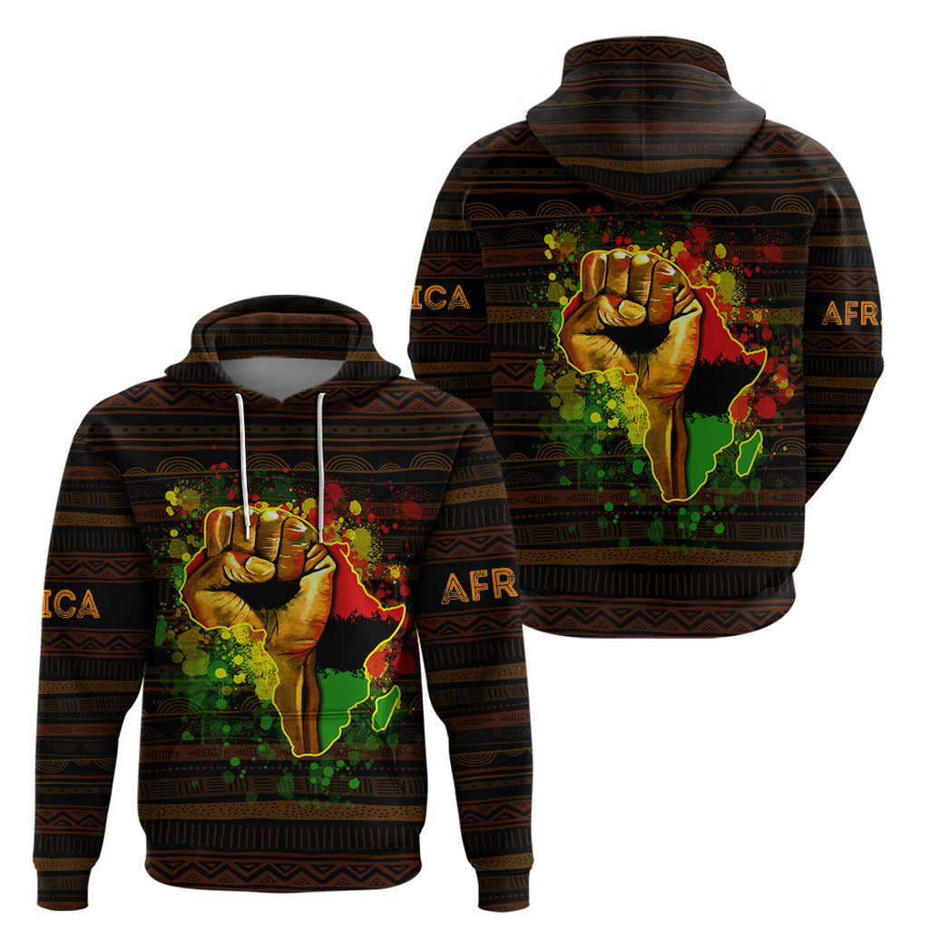 Black Power Hoodie Africa Map - Wonder Print Shop
