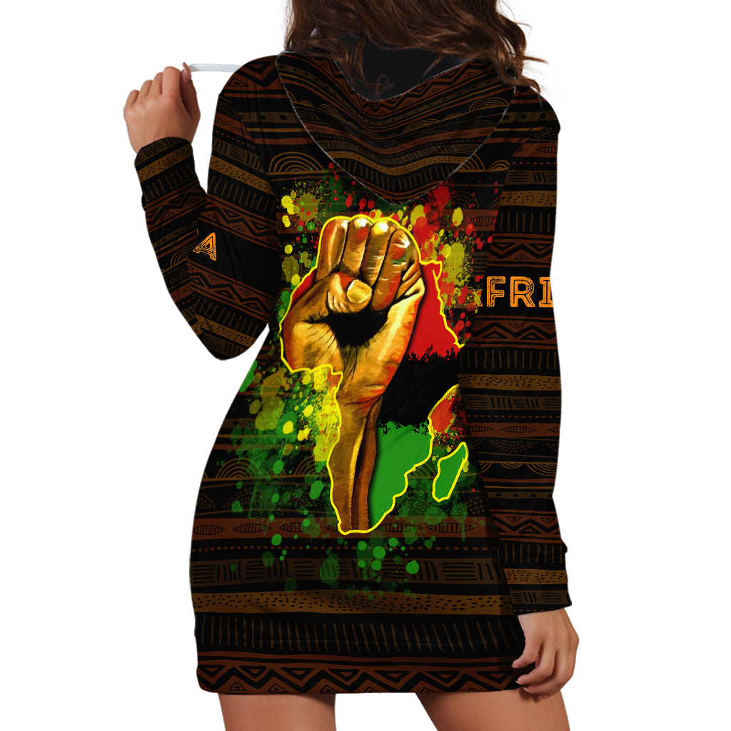 Black Power Hoodie Dress Africa Map - Wonder Print Shop