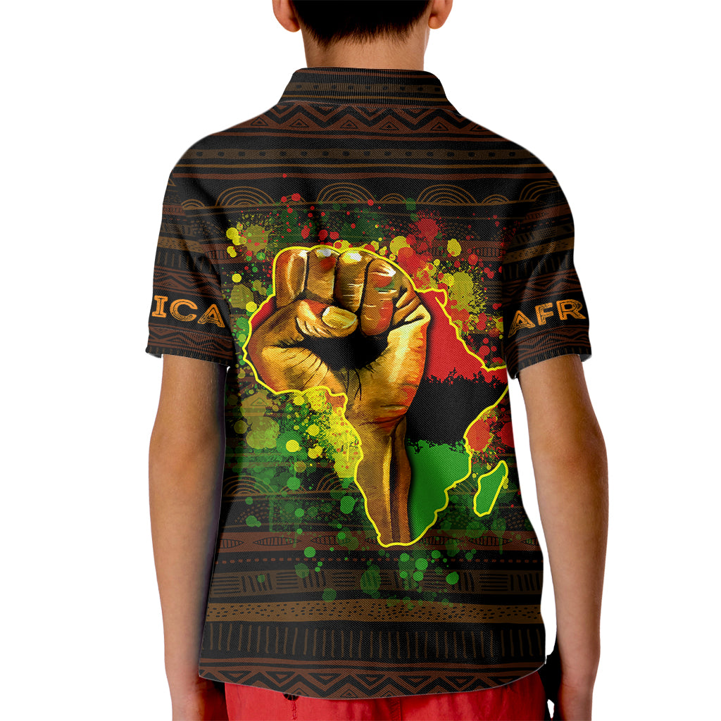 Black Power Kid Polo Shirt Africa Map - Wonder Print Shop