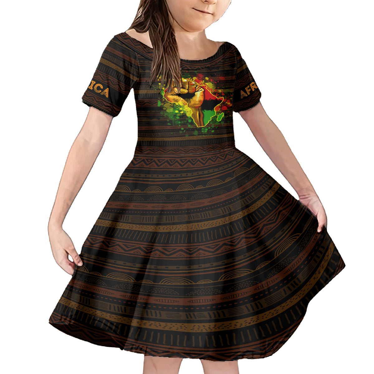 Black Power Kid Short Sleeve Dress Africa Map - Wonder Print Shop
