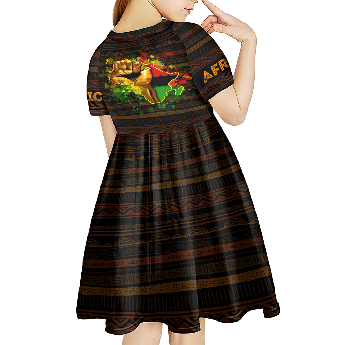 Black Power Kid Short Sleeve Dress Africa Map - Wonder Print Shop