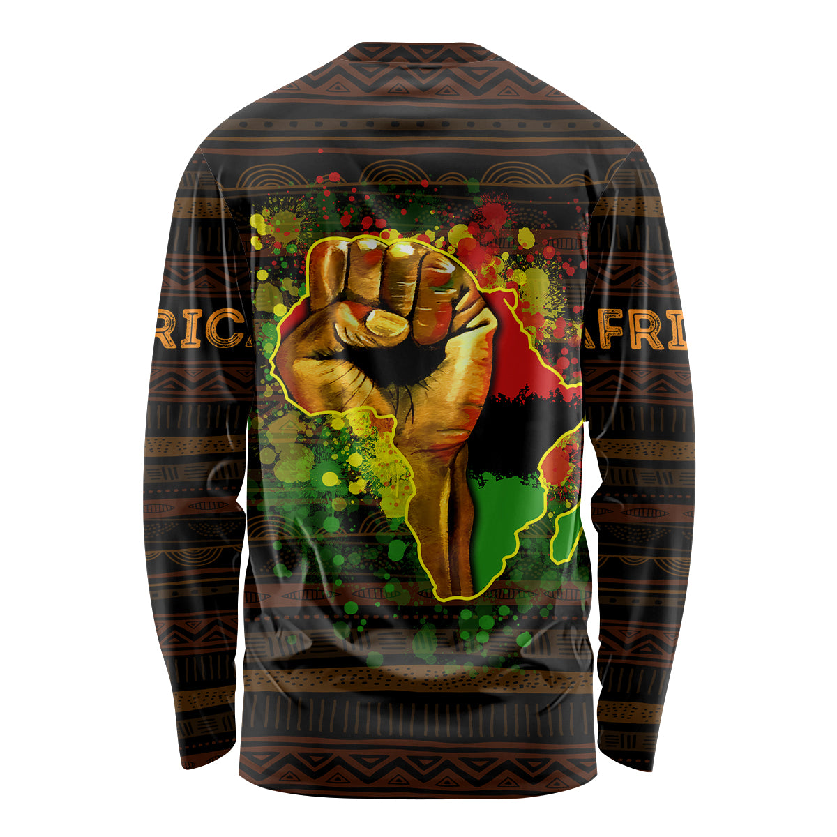 Black Power Long Sleeve Shirt Africa Map - Wonder Print Shop
