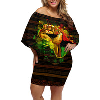 Black Power Off Shoulder Short Dress Africa Map - Wonder Print Shop