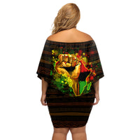 Black Power Off Shoulder Short Dress Africa Map - Wonder Print Shop