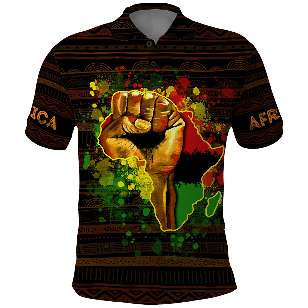 Black Power Polo Shirt Africa Map - Wonder Print Shop