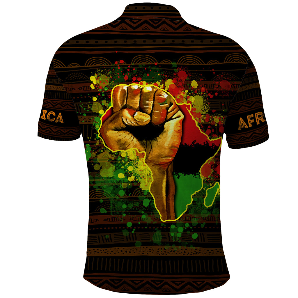 Black Power Polo Shirt Africa Map - Wonder Print Shop