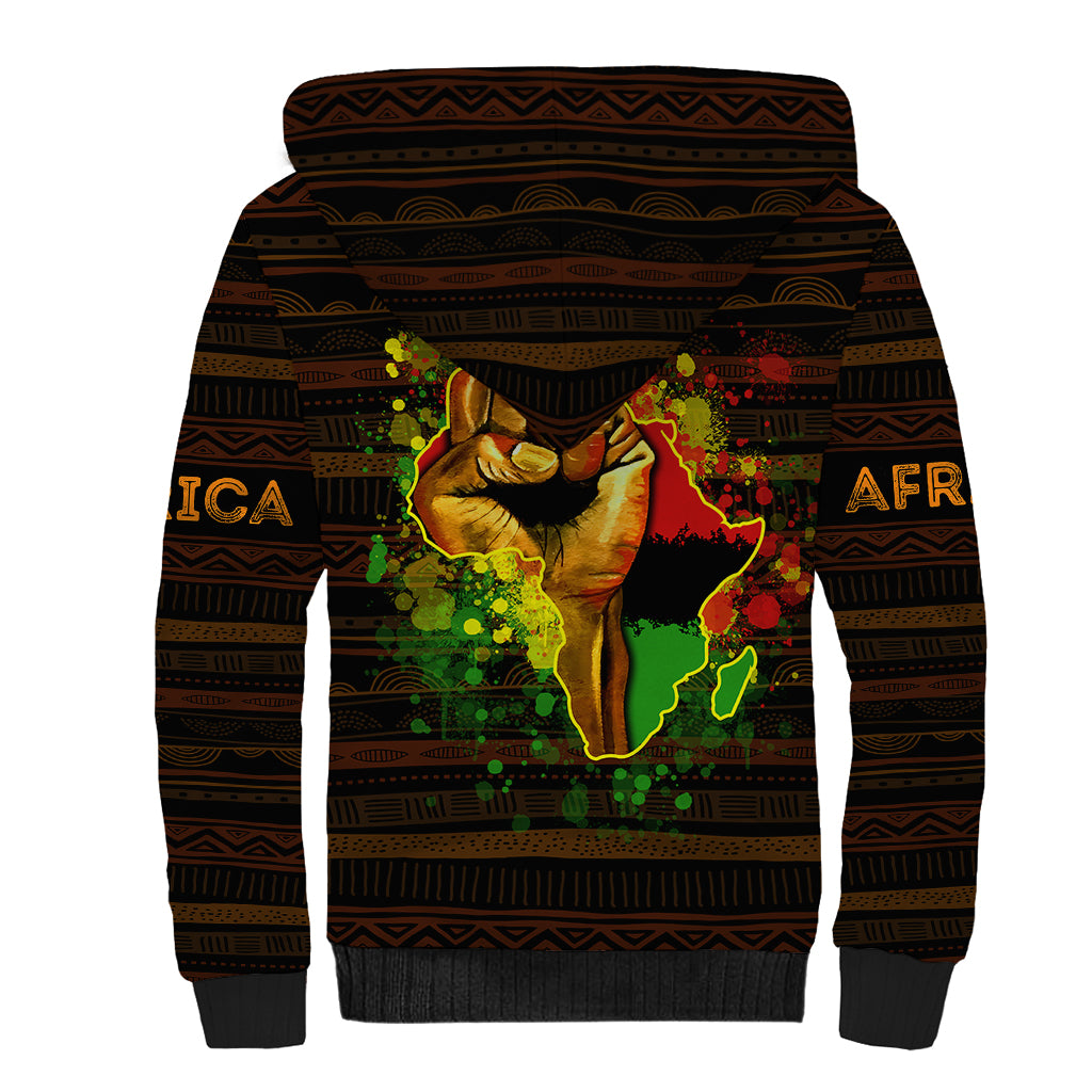 Black Power Sherpa Hoodie Africa Map - Wonder Print Shop