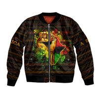 Black Power Sleeve Zip Bomber Jacket Africa Map - Wonder Print Shop