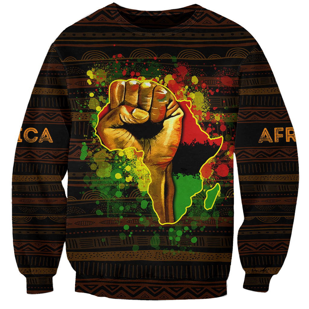 Black Power Sweatshirt Africa Map - Wonder Print Shop