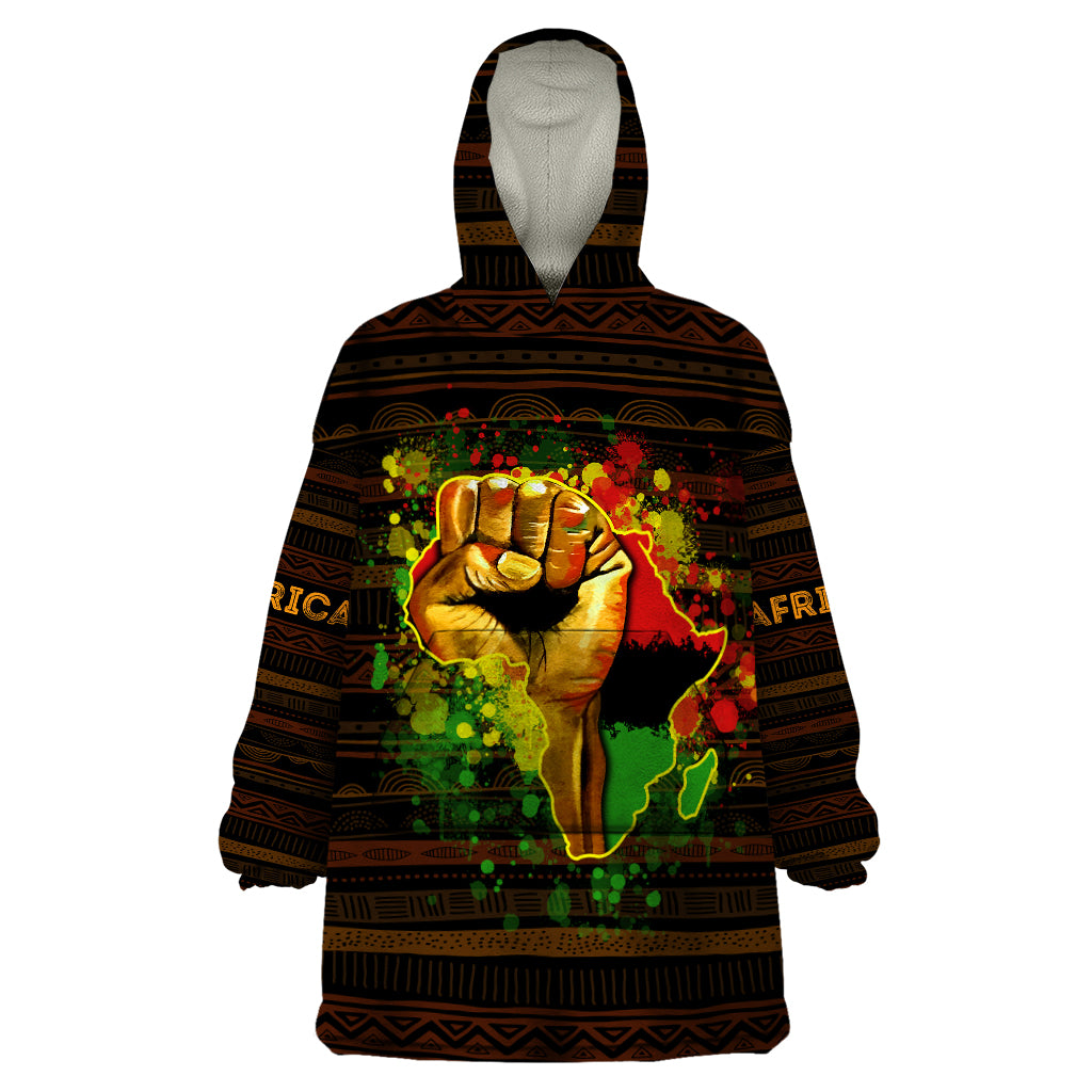 Black Power Wearable Blanket Hoodie Africa Map - Wonder Print Shop
