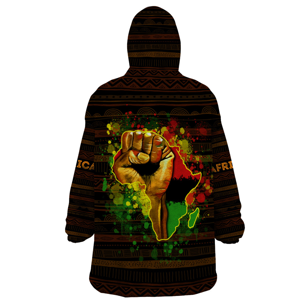 Black Power Wearable Blanket Hoodie Africa Map - Wonder Print Shop
