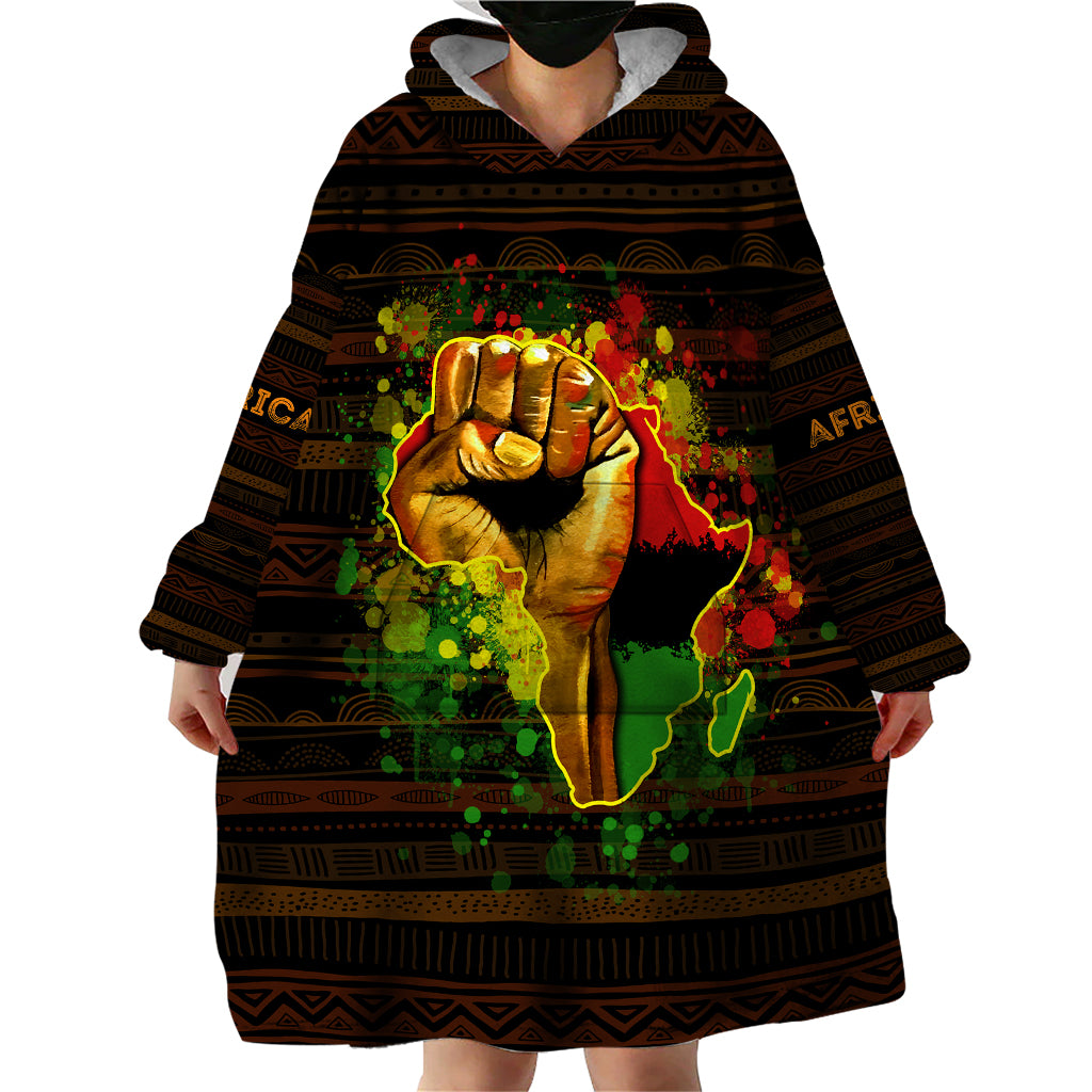 Black Power Wearable Blanket Hoodie Africa Map - Wonder Print Shop