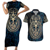 Adinkra Symbols Couples Matching Short Sleeve Bodycon Dress and Hawaiian Shirt Tree of Life - Wonder Print Shop