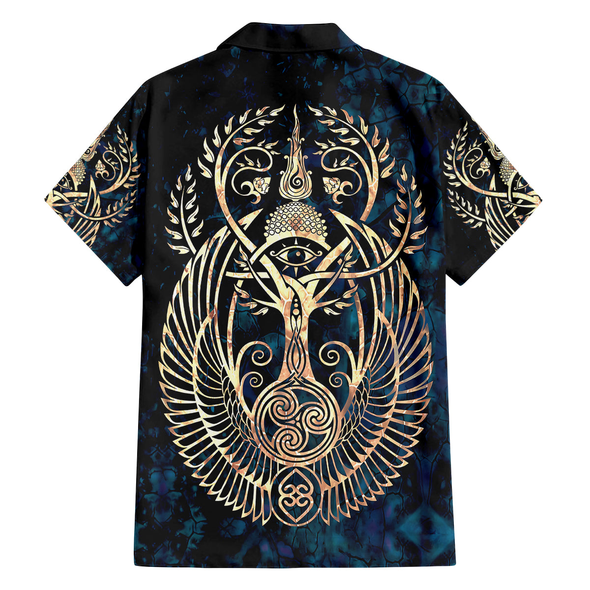 Adinkra Symbols Family Matching Off Shoulder Long Sleeve Dress and Hawaiian Shirt Tree of Life - Wonder Print Shop