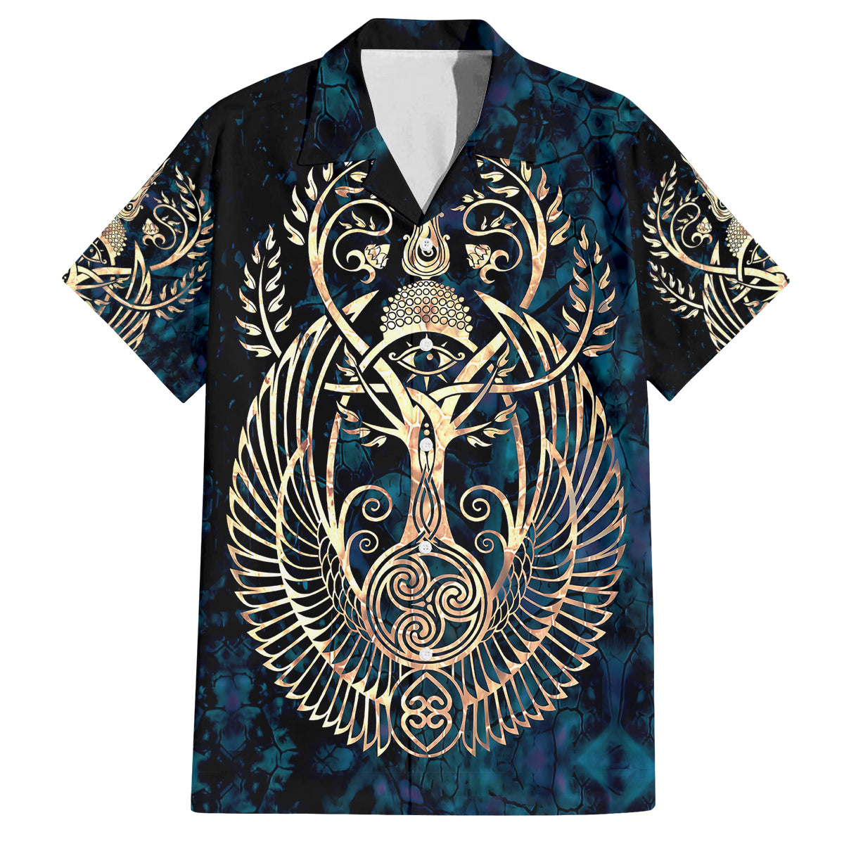 Adinkra Symbols Family Matching Off Shoulder Maxi Dress and Hawaiian Shirt Tree of Life - Wonder Print Shop