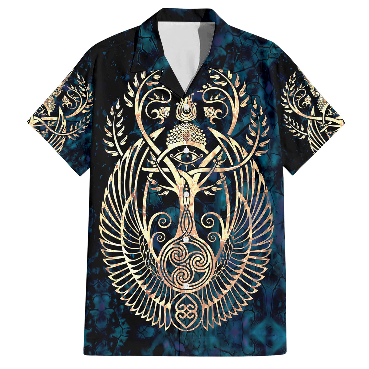 Adinkra Symbols Family Matching Short Sleeve Bodycon Dress and Hawaiian Shirt Tree of Life - Wonder Print Shop