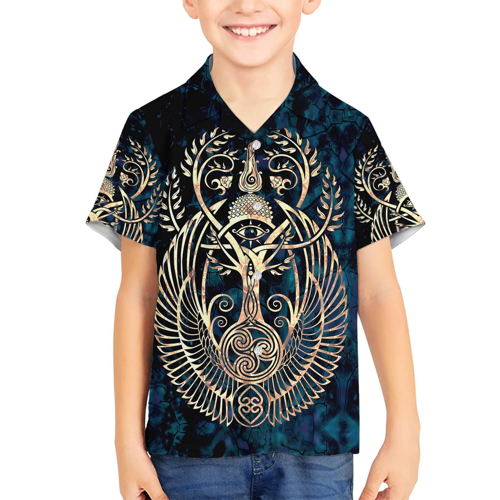 Adinkra Symbols Kid Hawaiian Shirt Tree of Life - Wonder Print Shop