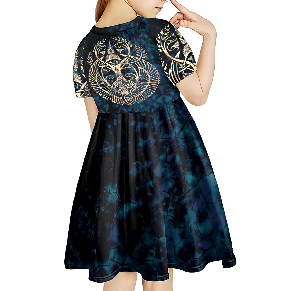 Adinkra Symbols Kid Short Sleeve Dress Tree of Life - Wonder Print Shop