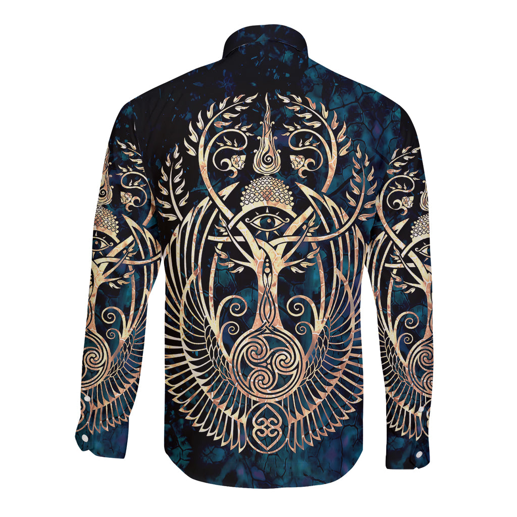 Adinkra Symbols Long Sleeve Button Shirt Tree of Life - Wonder Print Shop