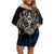 Adinkra Symbols Off Shoulder Short Dress Tree of Life - Wonder Print Shop