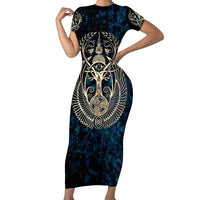 Adinkra Symbols Short Sleeve Bodycon Dress Tree of Life - Wonder Print Shop