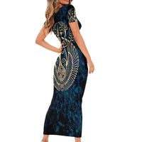 Adinkra Symbols Short Sleeve Bodycon Dress Tree of Life - Wonder Print Shop