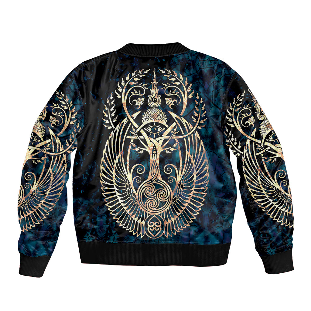 Adinkra Symbols Sleeve Zip Bomber Jacket Tree of Life - Wonder Print Shop