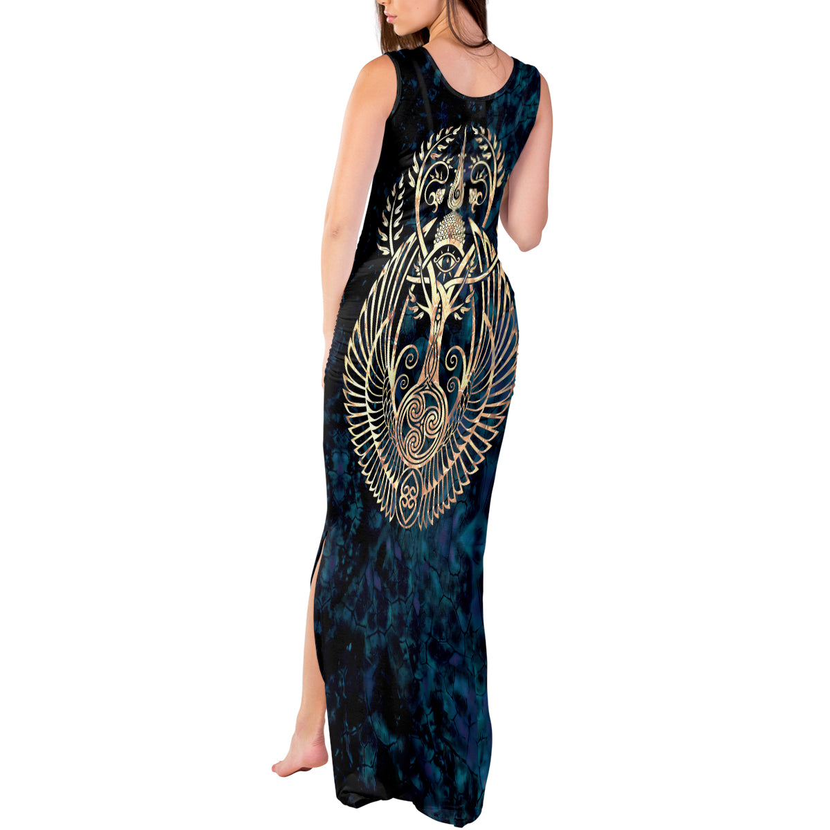 Adinkra Symbols Tank Maxi Dress Tree of Life - Wonder Print Shop