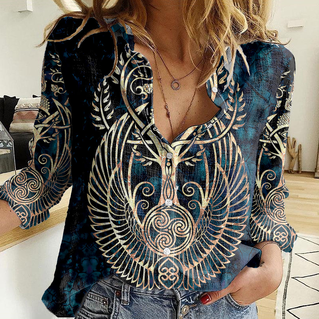 Adinkra Symbols Women Casual Shirt Tree of Life - Wonder Print Shop