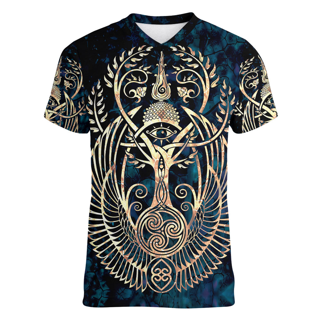Adinkra Symbols Women V Neck T Shirt Tree of Life - Wonder Print Shop