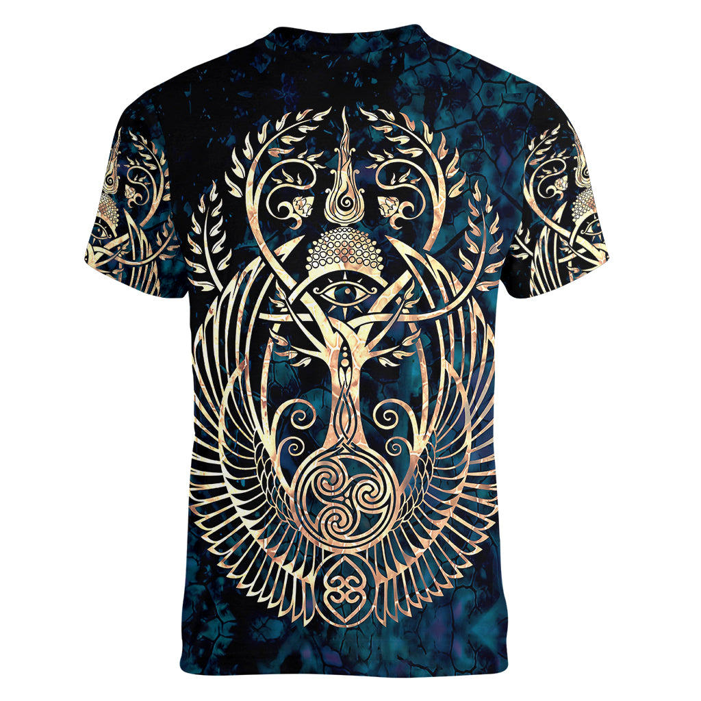 Adinkra Symbols Women V Neck T Shirt Tree of Life - Wonder Print Shop