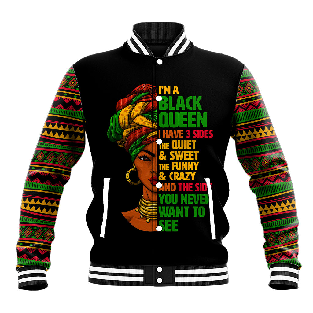 Three Sides Of Me Baseball Jacket African Women Black Queen - Wonder Print Shop