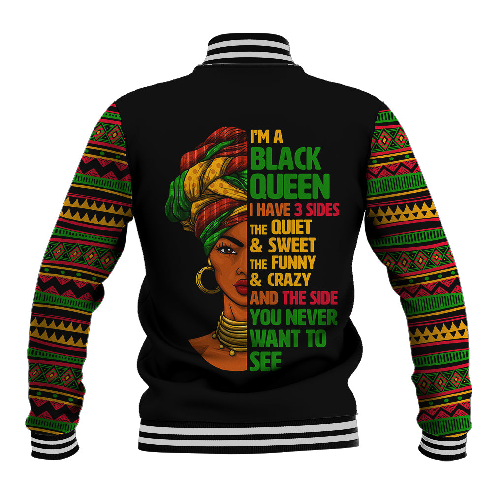 Three Sides Of Me Baseball Jacket African Women Black Queen - Wonder Print Shop