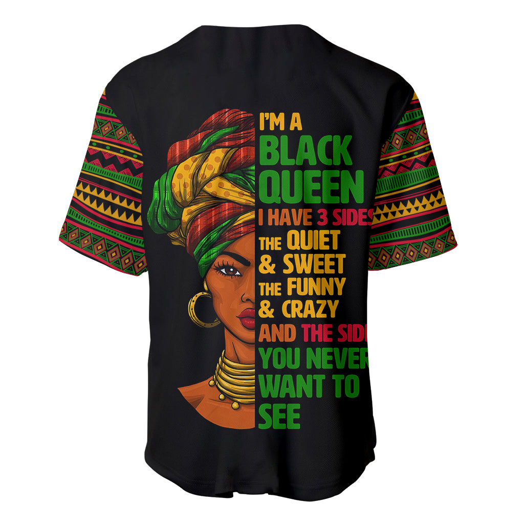 Three Sides Of Me Baseball Jersey African Women Black Queen - Wonder Print Shop