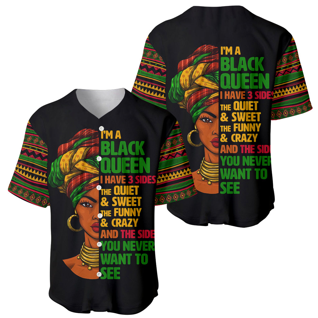 Three Sides Of Me Baseball Jersey African Women Black Queen - Wonder Print Shop