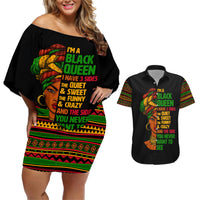 Three Sides Of Me Couples Matching Off Shoulder Short Dress and Hawaiian Shirt African Women Black Queen - Wonder Print Shop
