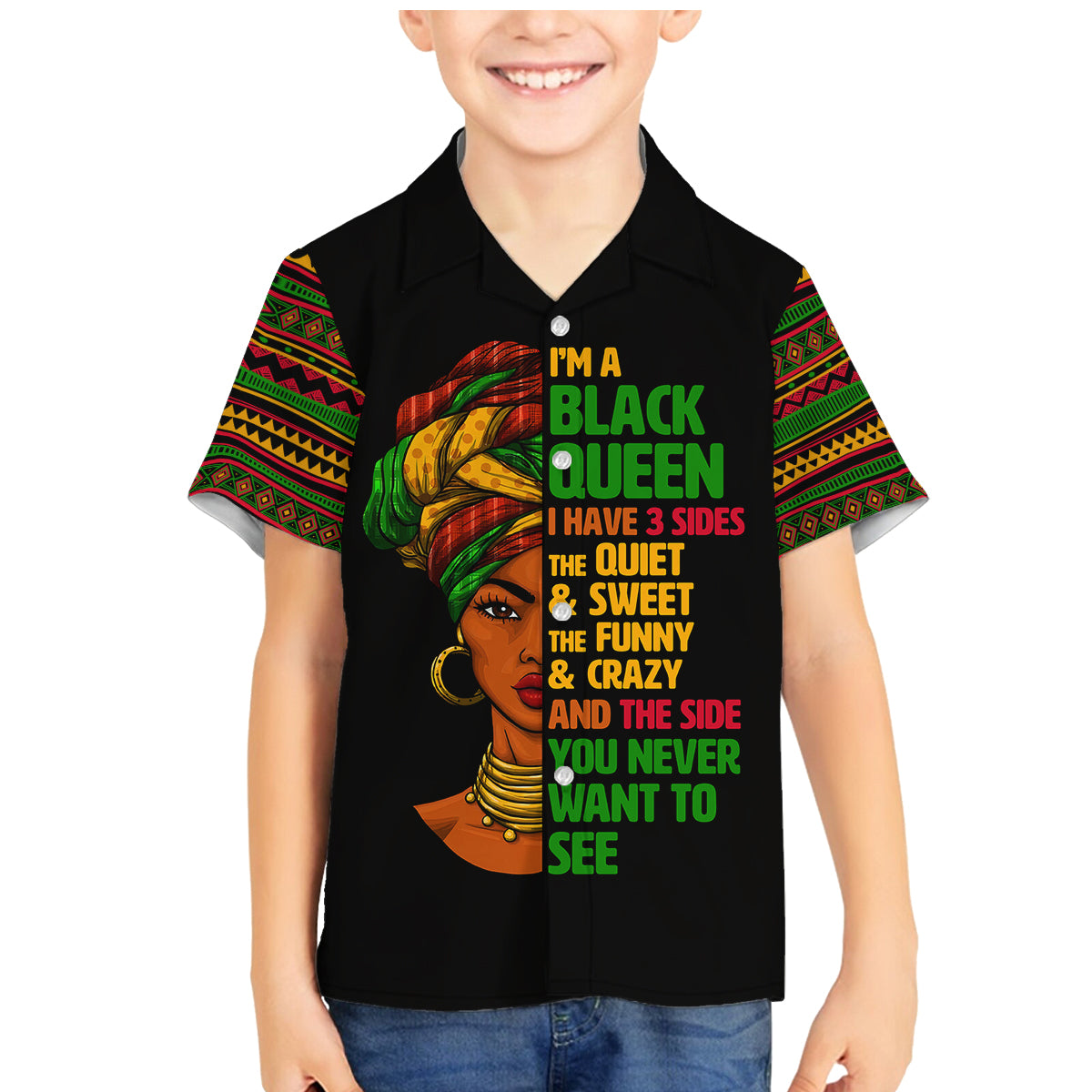 Three Sides Of Me Family Matching Mermaid Dress and Hawaiian Shirt African Women Black Queen - Wonder Print Shop