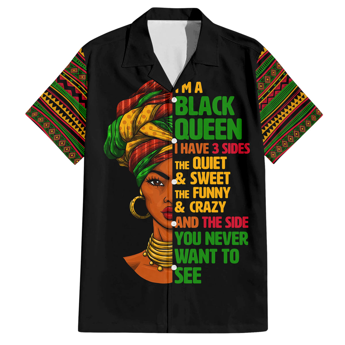 Three Sides Of Me Family Matching Short Sleeve Bodycon Dress and Hawaiian Shirt African Women Black Queen - Wonder Print Shop