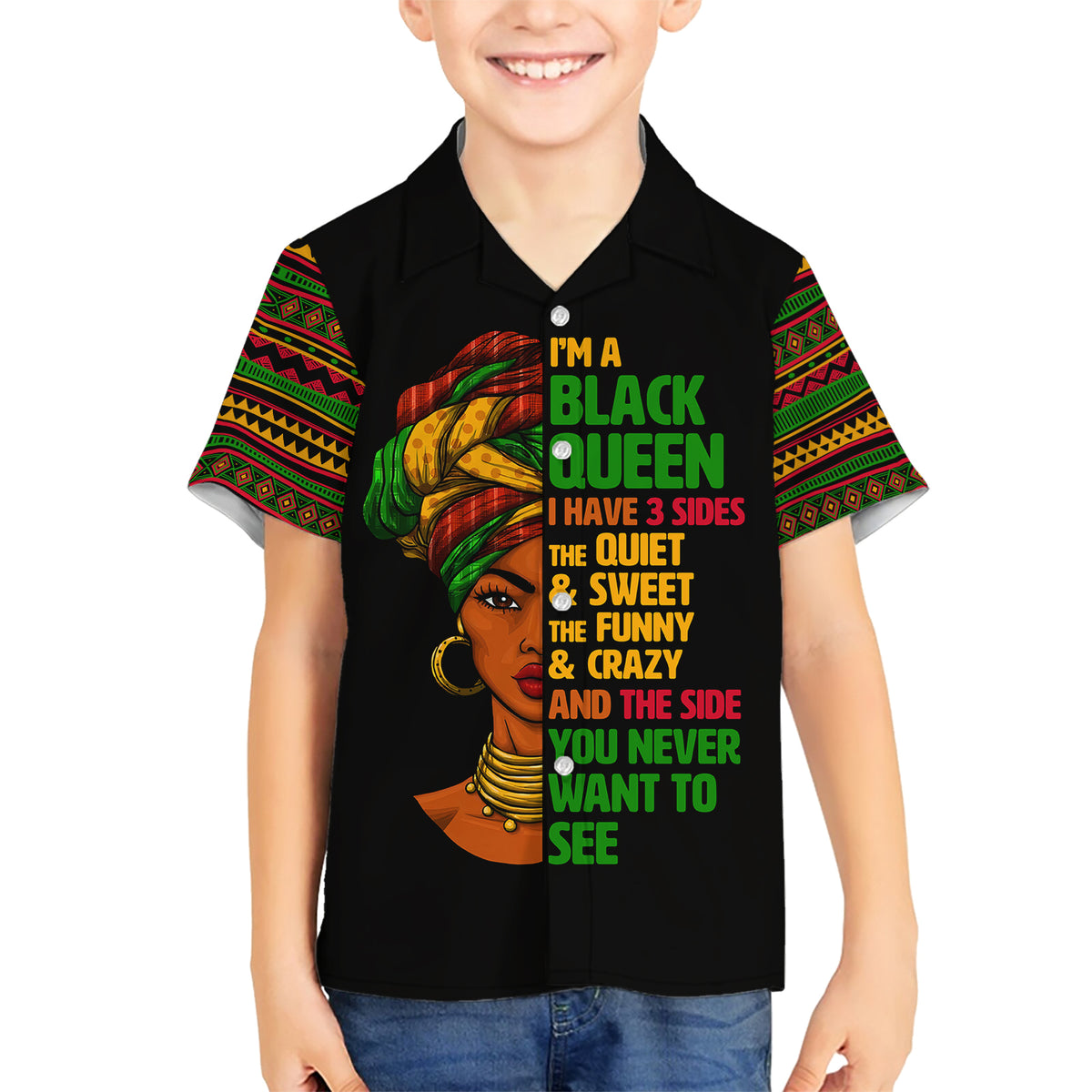 Three Sides Of Me Family Matching Short Sleeve Bodycon Dress and Hawaiian Shirt African Women Black Queen - Wonder Print Shop