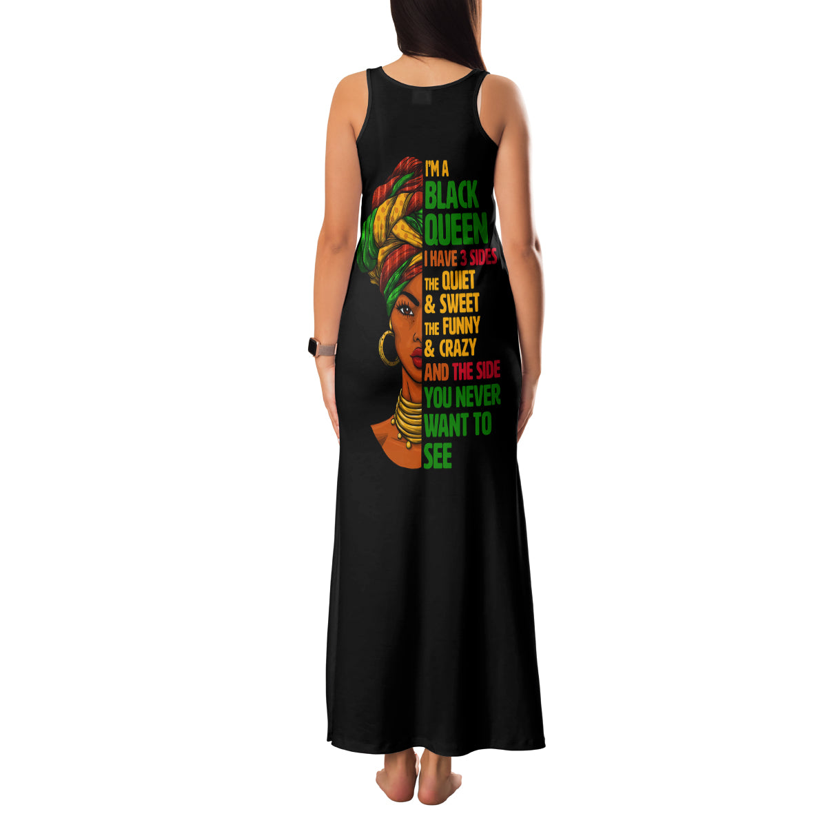Three Sides Of Me Family Matching Tank Maxi Dress and Hawaiian Shirt African Women Black Queen - Wonder Print Shop