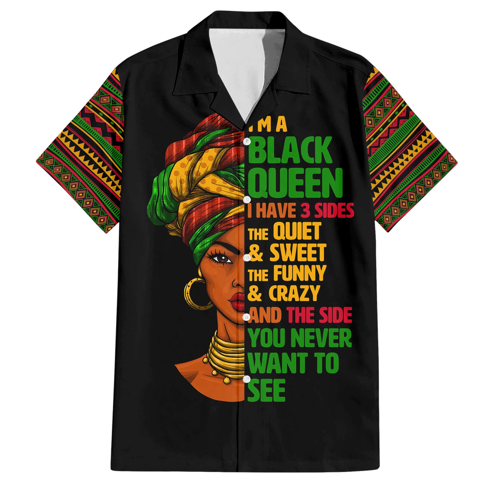 Three Sides Of Me Hawaiian Shirt African Women Black Queen - Wonder Print Shop