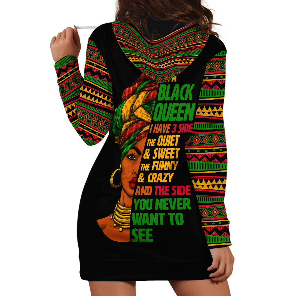 Three Sides Of Me Hoodie Dress African Women Black Queen - Wonder Print Shop