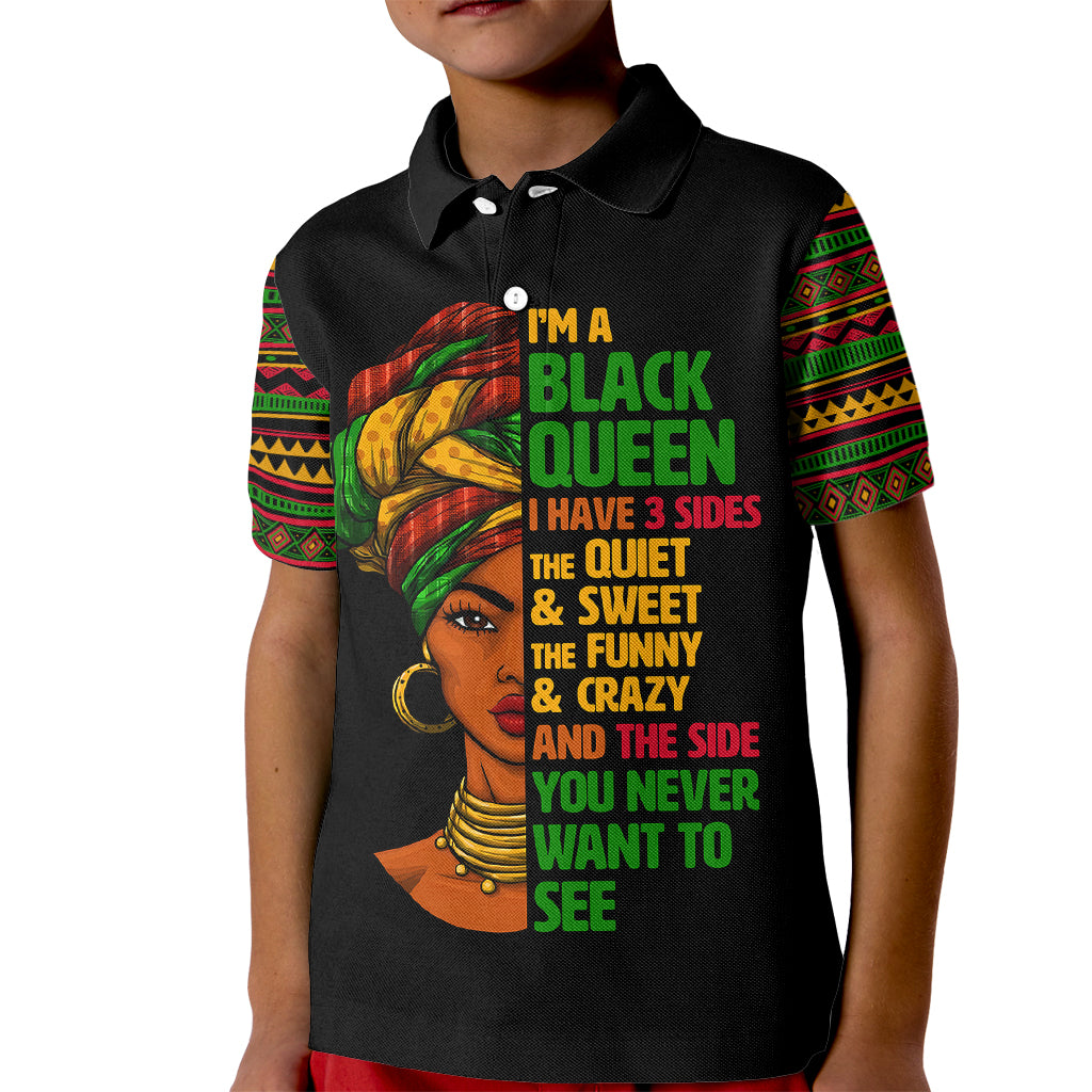 Three Sides Of Me Kid Polo Shirt African Women Black Queen - Wonder Print Shop