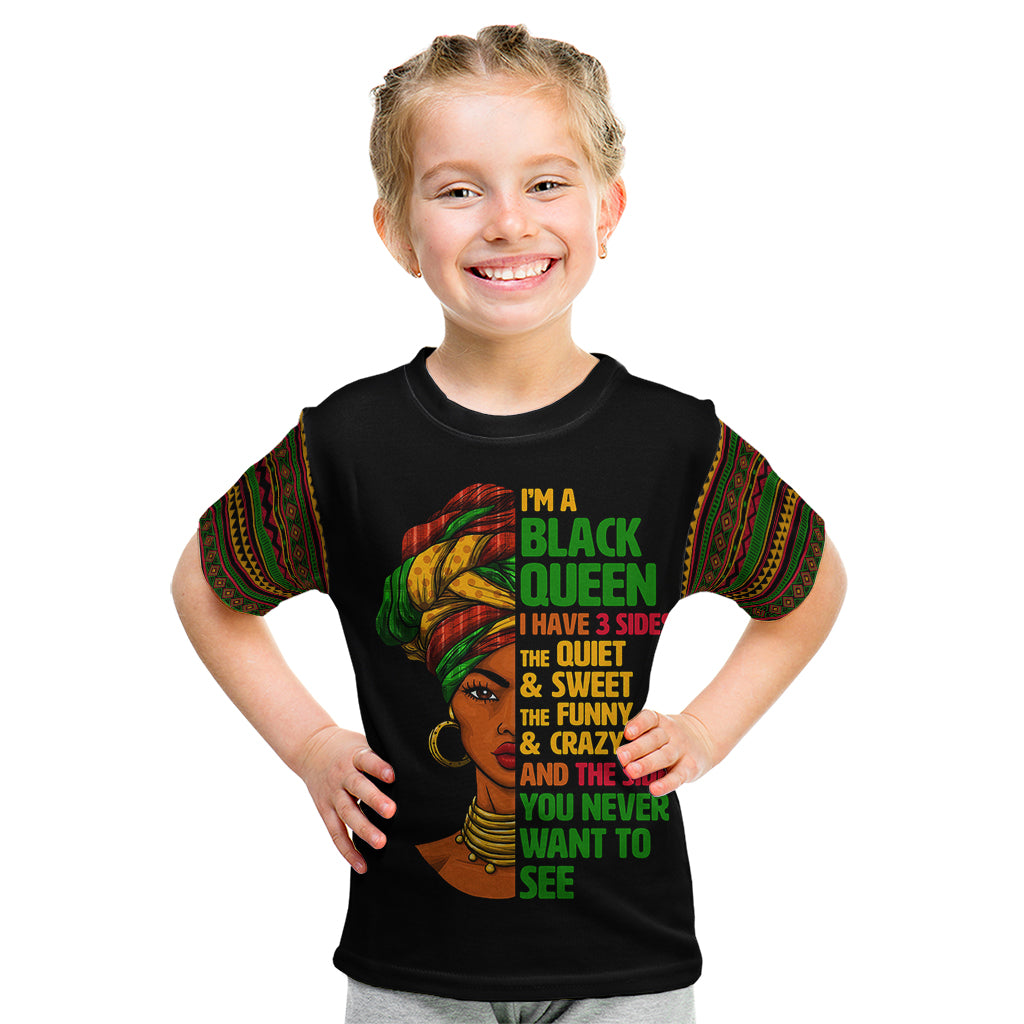 Three Sides Of Me Kid T Shirt African Women Black Queen - Wonder Print Shop