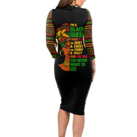 Three Sides Of Me Long Sleeve Bodycon Dress African Women Black Queen - Wonder Print Shop