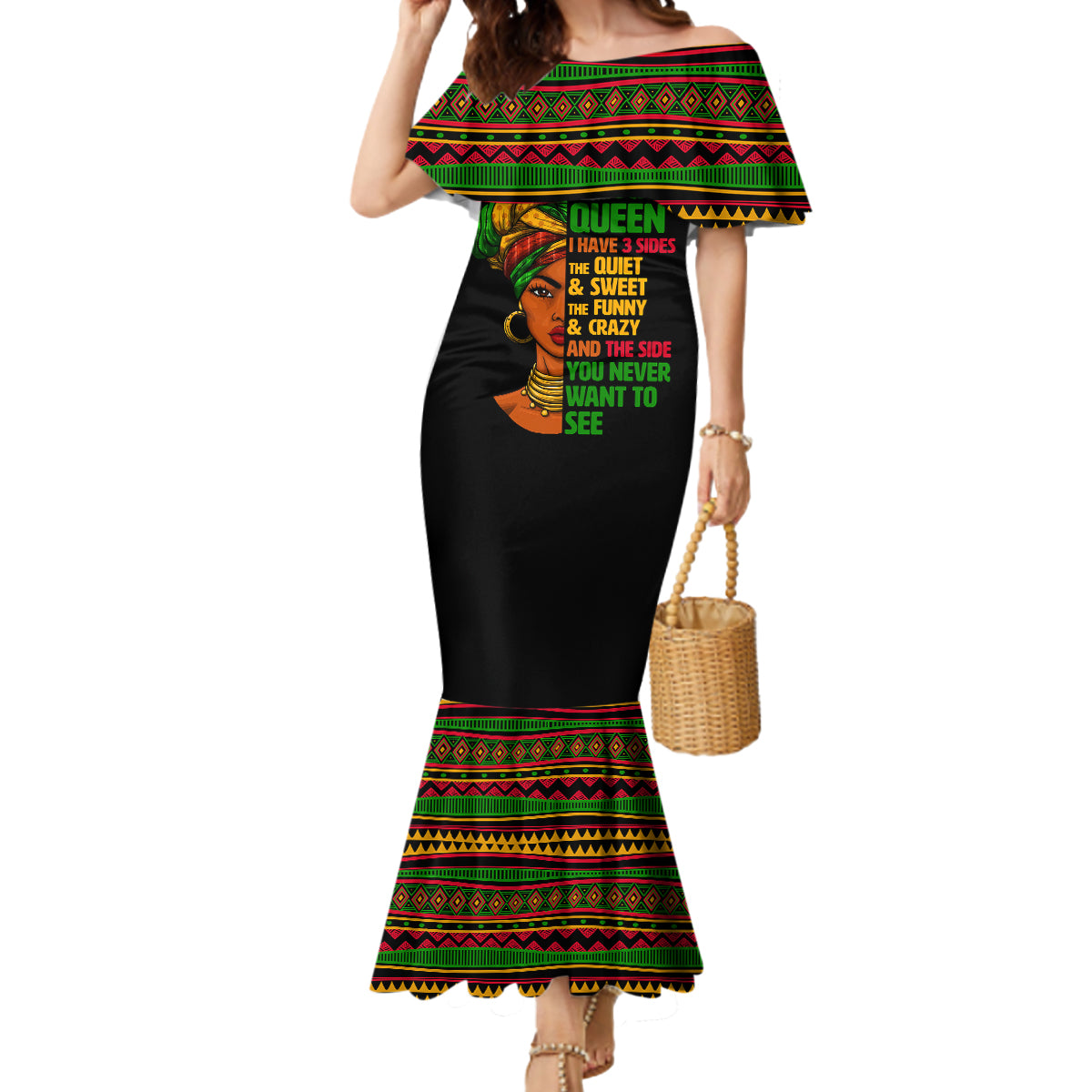 Three Sides Of Me Mermaid Dress African Women Black Queen - Wonder Print Shop