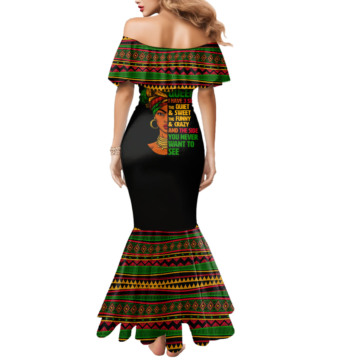 Three Sides Of Me Mermaid Dress African Women Black Queen - Wonder Print Shop