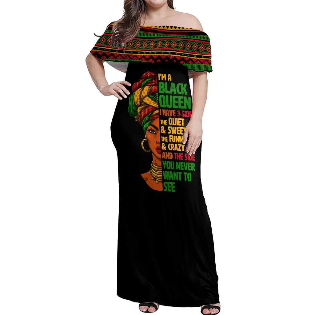 Three Sides Of Me Off Shoulder Maxi Dress African Women Black Queen - Wonder Print Shop