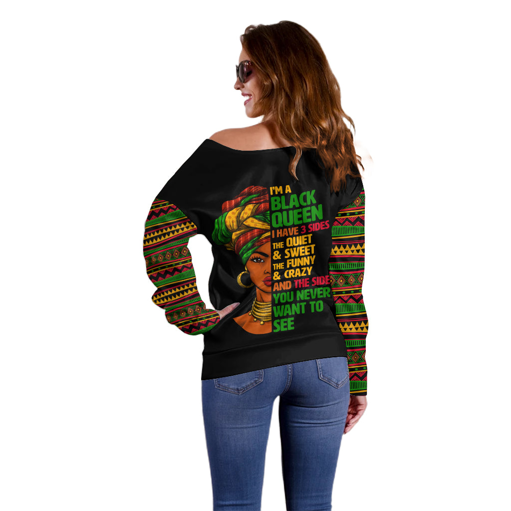Three Sides Of Me Off Shoulder Sweater African Women Black Queen - Wonder Print Shop